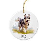 Siberian Husky Crimbo Baubles Xmas Ornaments With Ribbon Memorial Ceramic Hanging