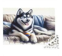 Siberian Husky Dog_1 1000pc Jigsaw Puzzle for Seniors Brain Training Puzzle Brain Teaser Holiday Puzzle Activity Cardboard 52x38cm/1000pcs