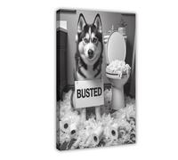 Siberian Husky Dog Bathroom Art Canvas Poster Bedroom Decor Landscape Office Room Decor Gift 16x24inch(40x60cm)