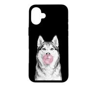 Siberian Husky Dog Blowing Bubble Gum Sketch Case for iPhone 16 Plus
