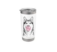 Siberian Husky Dog Blowing Bubble Gum Sketch Stainless Steel Insulated Tumbler