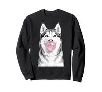 Siberian Husky Dog Blowing Bubble Gum Sketch Sweatshirt