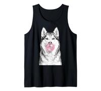 Siberian Husky Dog Blowing Bubble Gum Sketch Tank Top