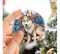 Siberian Husky Dog Christmas Tree Decorations Ceramic Memorial With Ribbon Hanging