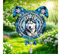 Siberian Husky Dog Ears Wind Spinner, Siberian Husky Wind Spinner Hanging for Yard and Garden V02