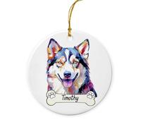 Siberian Husky Dog Hanging Crimbo Ornaments Ceramic Xmas Ornaments With Ribbon Remembrance Ornament