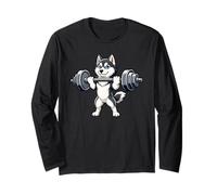 Siberian Husky Dog Powerlifting Weightlifting Gym Workout Long Sleeve T-Shirt