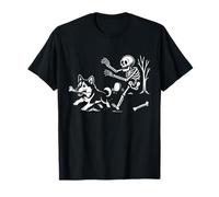 Siberian Husky Dog Skeleton Chase Men Women Kids T-Shirt