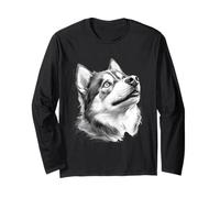 Siberian Husky Dog Sketch Art Long Sleeve T-Shirt