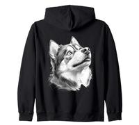 Siberian Husky Dog Sketch Art Zip Hoodie