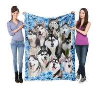 Siberian Husky Dog Throw Blanket,Siberian Husky Gifts for Dog Lovers,Soft Flannel Blanket Throw,Gift for Women Kid Girls Halloween Christmas 50"x60"