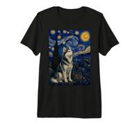 Siberian Husky Dog Van Gogh Starry Night Premium T-Shirt