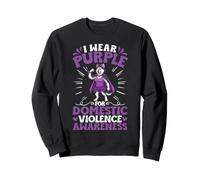 Siberian Husky Dog Wear Purple Domestic Violence Awareness Sweatshirt