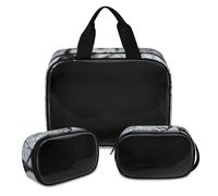 Siberian Husky Dogs Makeup Bag for Women Men, Dog Translucent Cosmetic Bag Wash Pouch Shower Bag 3 Pcs Travel Toiletry Toiletries Cosmetic Organizer