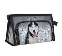 Siberian Husky Dogs Travel Toiletry Bag for Women Men Girls Boys Dog Multifunctional Makeup Pouch Bag Wash Toiletries Cosmetic Organizer Shower Bag