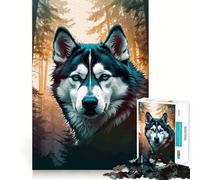 Siberian Husky Forest for Adults 1000 Piece Jigsaw Puzzle Mind Puzzle Relaxing Fun Image Assembly Warm Surprise 50x75cm