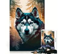 Siberian Husky Forest Jigsaw Puzzles for Teenagers 1000 Pieces Mind Puzzle Peaceful Fun Art Assembly Lovely Gift 38x26cm