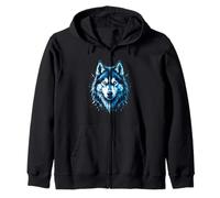 Siberian Husky Geometric Zip Hoodie