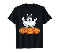 Siberian Husky Ghost Pumpkin Boo Halloween Kids Mens Womens T-Shirt