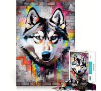Siberian Husky Graffiti 1000 Pieces Jigsaws Adults Puzzles Gifts Brain Workout Toy Relaxed Mind Art Assembly Memorable Gift 50x75cm