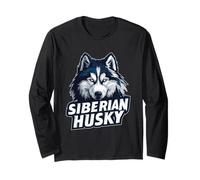 Siberian Husky Head in Strong Illustration Style Long Sleeve T-Shirt