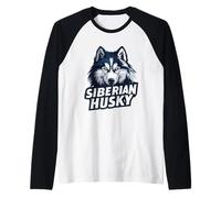 Siberian Husky Head in Strong Illustration Style Raglan Baseball Tee