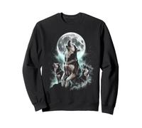 Siberian Husky Howling Full Moon Aurora Forest for Men Women Sweatshirt