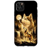 Siberian Husky Howling Full Moon Forest Waterfall Dog Case for iPhone 11 Pro Max