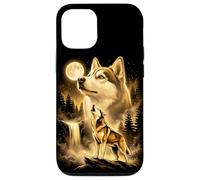 Siberian Husky Howling Full Moon Forest Waterfall Dog Case for iPhone 12/12 Pro