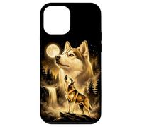 Siberian Husky Howling Full Moon Forest Waterfall Dog Case for iPhone 12 mini