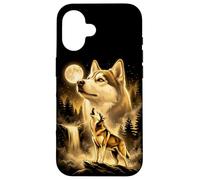 Siberian Husky Howling Full Moon Forest Waterfall Dog Case for iPhone 16