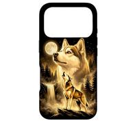 Siberian Husky Howling Full Moon Forest Waterfall Dog Case for iPhone 17 Pro