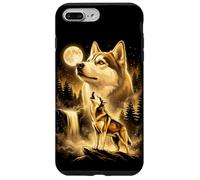 Siberian Husky Howling Full Moon Forest Waterfall Dog Case for iPhone 7 Plus/8 Plus