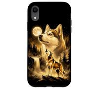 Siberian Husky Howling Full Moon Forest Waterfall Dog Case for iPhone XR