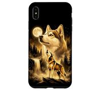 Siberian Husky Howling Full Moon Forest Waterfall Dog Case for iPhone XS Max