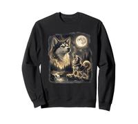 Siberian Husky Howling to The Moon 90s Art Sweatshirt