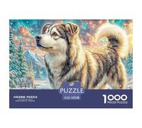 Siberian Husky in Snow Jigsaw Puzzles for Adults 1000 Piecese Letter on Back Cute Pet No Dust, Home Decor Birthday Party Gift Toy for Men Women Olders Seniors 52x38cm/1000pcs