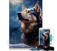 Siberian Husky in Snowy Forest Adults Puzzles 1000 Piece Jigsaws Strengthen Memory Quiet Calm Clean Edge Art Collectible 38x52cm