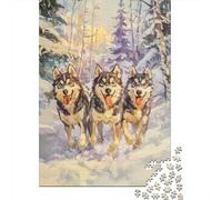 Siberian Husky Jigsaw Puzzles for Adults 1000 Piece High Challenging DIY Large Puzzle Educational Toy Funny Family Games Unique Home Decor 1000pcs (75x50cm)