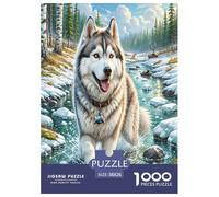 Siberian Husky Jigsaw Puzzles for Adults 1000 Pieces Art Puzzle Colorful DIY Puzzles for Home Decoration Gifts, Family Puzzle Perfect for Game Nights 38x26cm/1000pcs