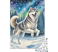 Siberian Husky Jigsaw Puzzles Puzzle for Adults Kids. 1000 Piece Great Gifts Challenge Toy Educational Games Home Decoration for Adults& Kids Age 14 Years Up 1000pcs (75x50cm)