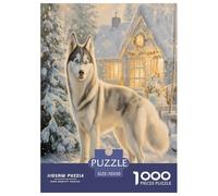 Siberian Husky Jigsaw Puzzles Puzzle for Adults Kids. 1000 Piece Impossible Challenge Toy Educational Games Home Decoration for Adults& Kids Age 14 Years Up 70x50cm/1000pcs
