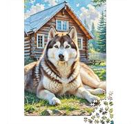 Siberian Husky Jigsaw Puzzles Puzzle for Adults Kids. 1000 Piece Whimsical Challenge Toy Educational Game Home Decoration for Educational Games Gifts 1000pcs (75x50cm)