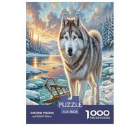 Siberian Husky Jigsaw Puzzles Puzzle for Adults Kids. 1000 Pieces Clever animals Impossible Challenge Toy Educational Games Home Decoration for Educational Games Gifts 38x26cm/1000pcs