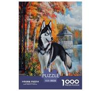 Siberian Husky Jigsaw Puzzles Puzzle for Adults Kids. 1000 Pieces Whimsical Challenge Toy Educational Games Home Decoration for Educational Games Gifts 38x26cm/1000pcs