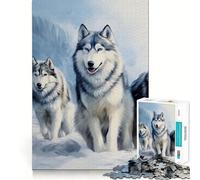Siberian Husky Pack 1000 Pieces Jigsaws Adults Puzzles Gifts Brain Workout Toy Relaxed Mind Art Assembly Memorable Gift 38x26cm