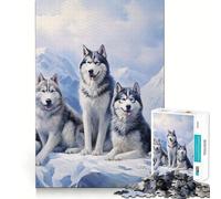 Siberian Husky Pack 1000 Pieces Jigsaws Adults Puzzles Gifts Brain Workout Toy Relaxed Mind Art Assembly Memorable Gift 50x75cm