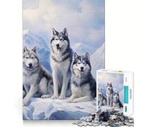 Siberian Husky Pack 1000 Pieces Jigsaws Adults Puzzles Mind Exercise Toy Shared Fun Precision Cut Art Display 38x26cm