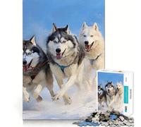 Siberian Husky Pack Jigsaw Puzzles for Teenagers 1000 Mind Exercise Toy Home Activity Precision Cut Wall Art Decor 38x52cm