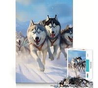 Siberian Husky Pack Jigsaw Puzzles for Teenagers 1000 Pieces Mind Puzzle Peaceful Fun Art Assembly Lovely Gift 50x75cm